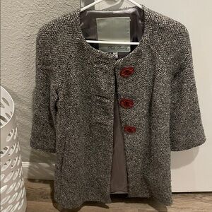 Anthropologie Beth Bowley Wool Metallic Tweed A-Line Coat